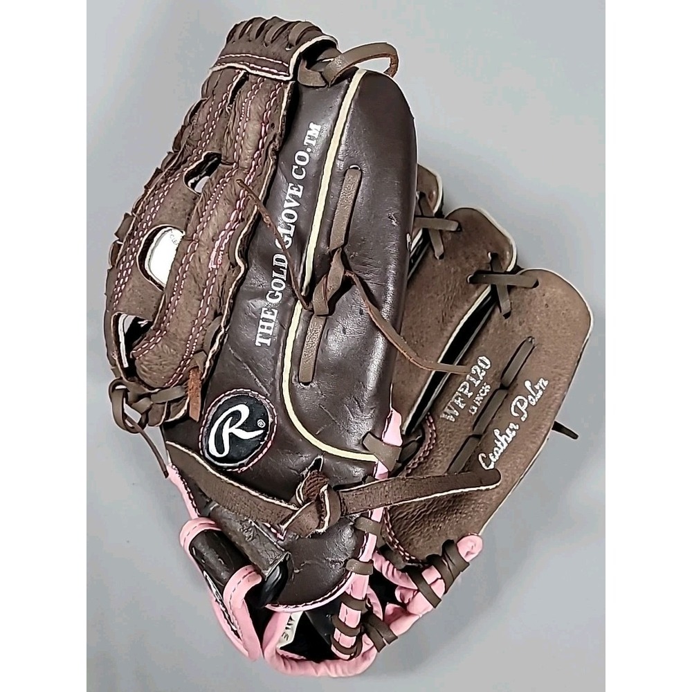 Rawlings WFP120 12" Fastpitch Softball Glove - RHT, Brown Pink, Leather Palm